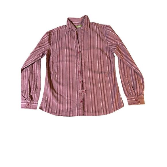 Pulp long sleeve raspberry ribbon stripe with darts Shirt M - Picture 7 of 8